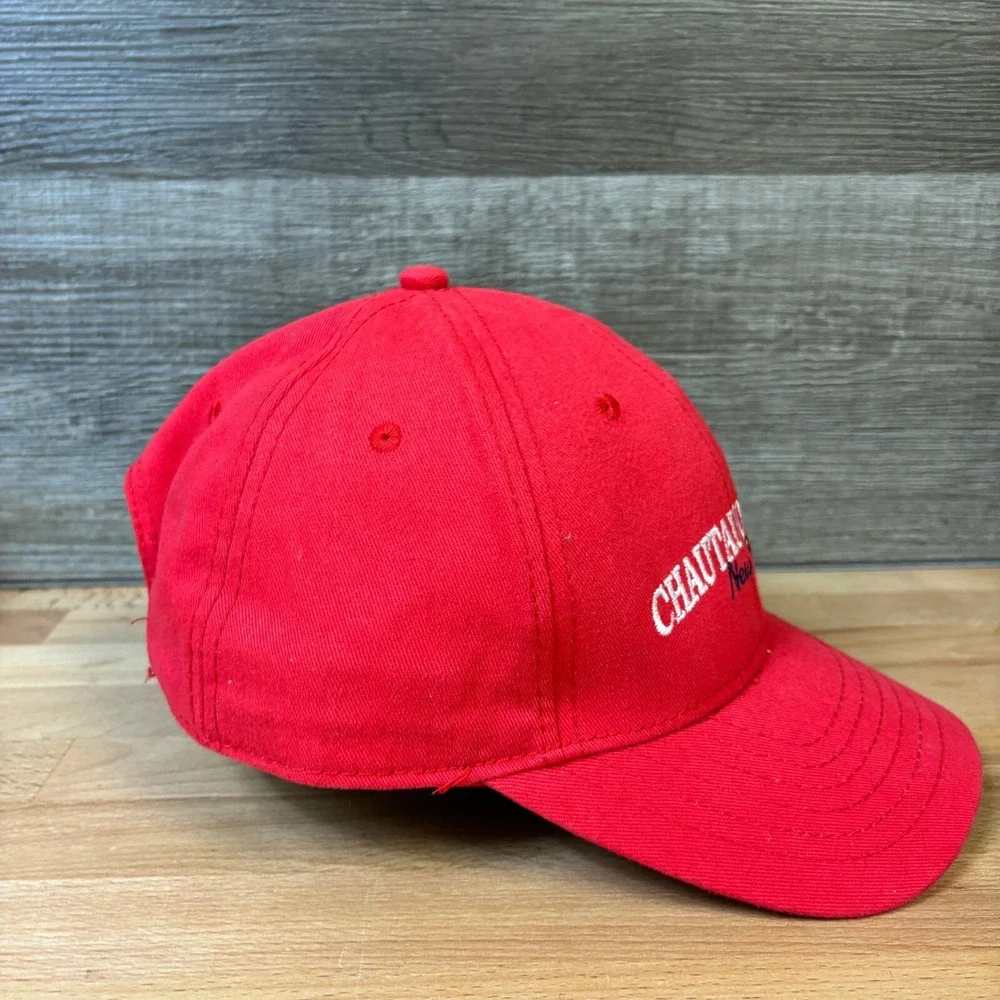 Chautauqua Lake Hat Cap Strap Back Red New York Baseball One Size‎ Adjustable